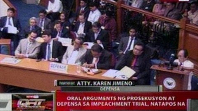 QRT:  Oral arguments ng prosekusyon at Depensa   sa impeachment trial, natapos na