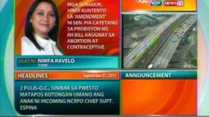 DB: Mga senador, hindi kuntento sa 'Amendment' ni Sen. Pia Cayetano sa probisyon ng RH Bill