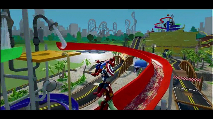 THE AVENGERS ULTIMATE BIKE RACE! Spiderman Hulk Iron Man Captain America Superheroes Fun in Toboggan