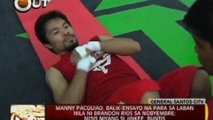 24 Oras: Pacquiao, balik-ensayo na para sa laban nila ni Brandon Rios sa Nobyembre