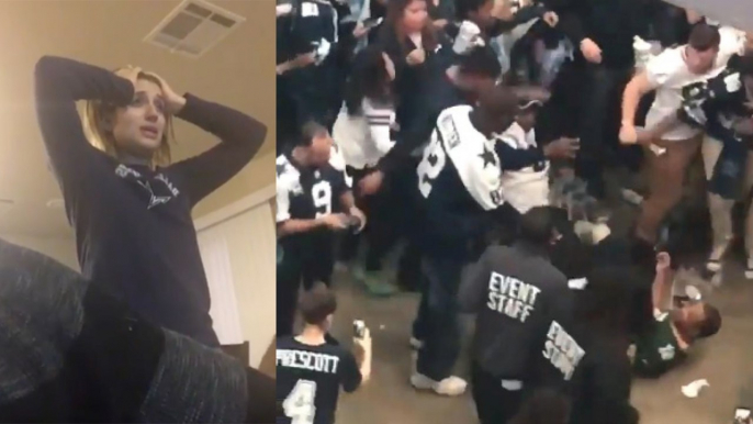 Cowboys Fans FIGHT Packers Fan, Break TVs and Cry After Playoff Loss to Green Bay