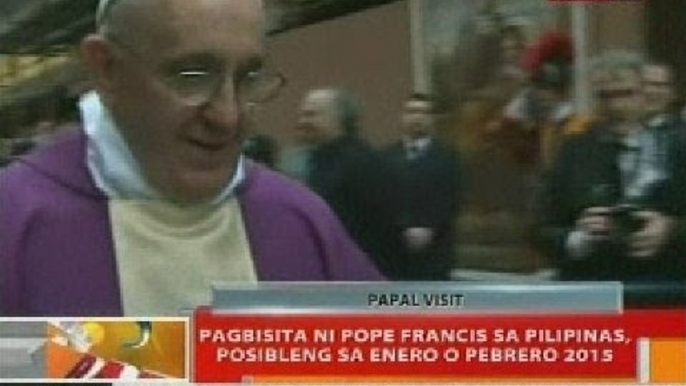 BT: Pagbisita ni Pope Francis sa Pilipinas, posibleng sa Enero o Pebrero 2015