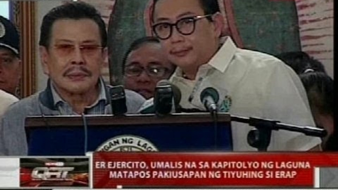 ER Ejercito, umalis na sa kapitolyo ng Laguna matapos pakiusapan ng tiyuhing si Erap