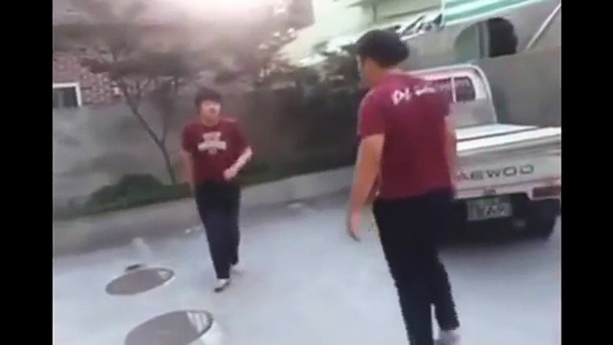 Two Fat Boy Fight And Brutal Knockout With Roundhouse Head Kick