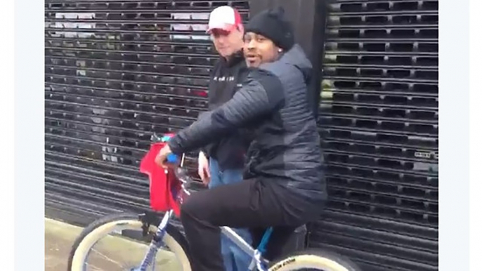 Marshawn Lynch Nearly RUN OVER by Bus While Popping a Wheelie on City Street