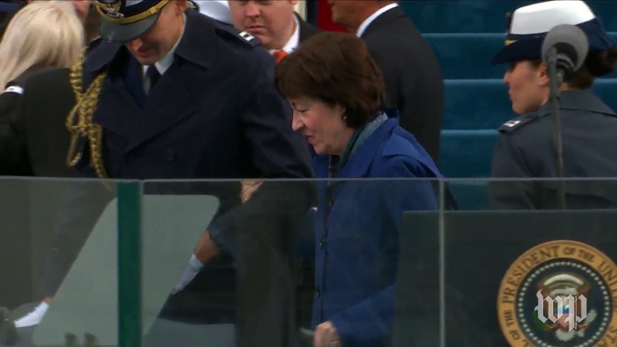 Hillary Clinton arrives for the inauguration of Donald Trump