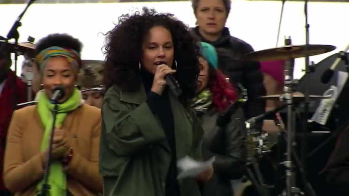 Alicia Keys performs at march