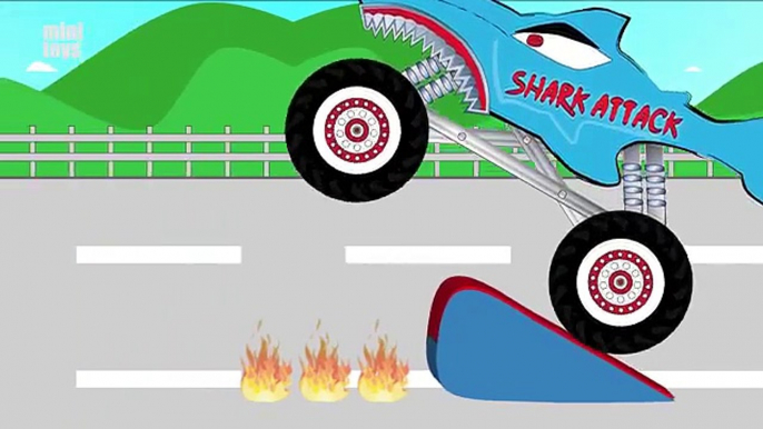 Shark Truck Stunts - Monster Truck Video for Kids - Monster Trucks for Children