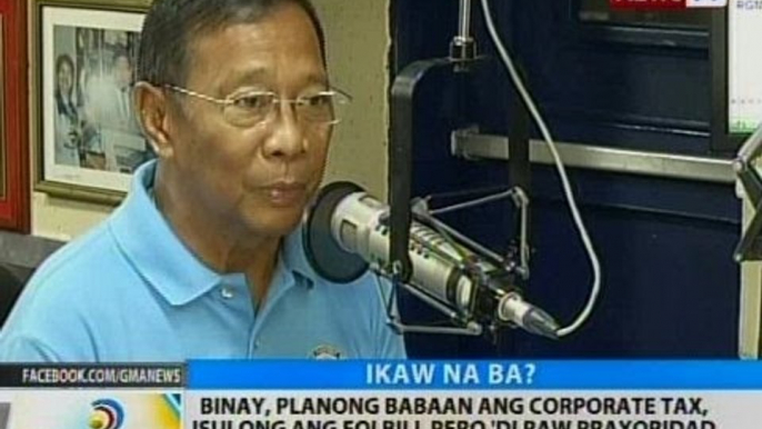 BT: VP Binay, planong babaan ang corporate tax at isulong ang FOI Bill