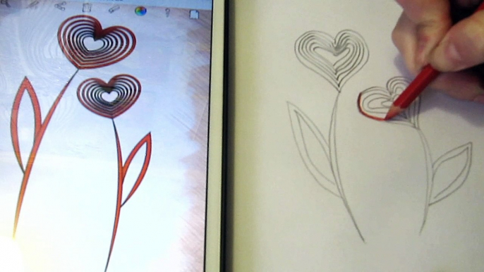 Valentines. Heart Flowers. How to draw Valentines. How to draw Heart Flowers