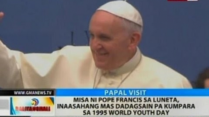 Misa ni Pope Francis sa Luneta, inaasahang mas dadagsain pa kumpara sa 1995 World Youth Day