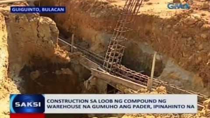 Saksi: Construction sa loob ng compound ng warehouse na gumuho ang pader, ipinahinto na