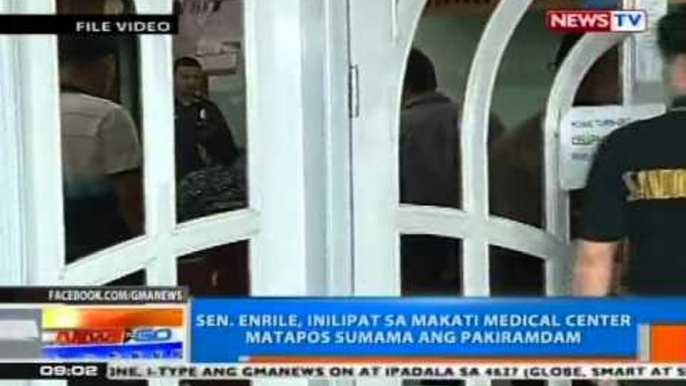 NTG: Enrile, inilipat sa Makati Medical Center matapos sumama ang pakiramdam