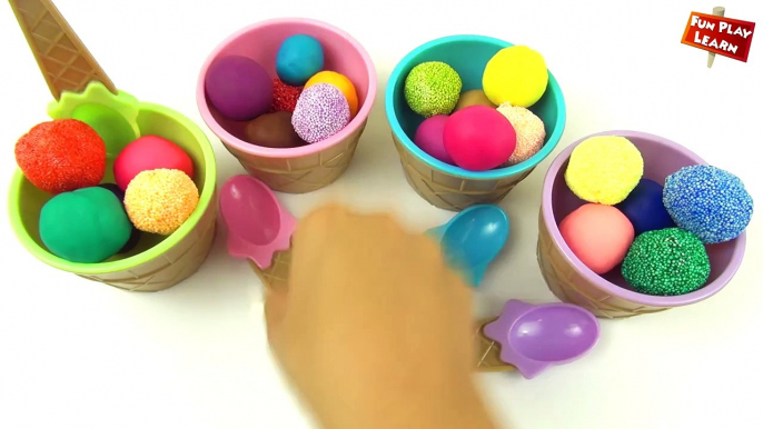 Many Ice Cream Cups Surprise Toys Mini Fruits | Learn Colours with Play Foam Play-Doh