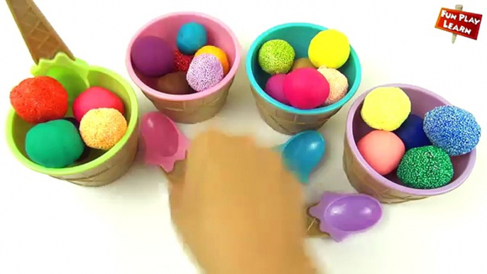 Many Ice Cream Cups Surprise Toys Mini Fruits | Learn Colours with Play Foam Play-Doh