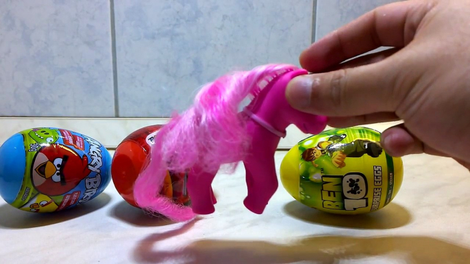 My Little Pony Kinder Surprise Egg Unboxing with Angry Birds Surprise Egg, Ben 10 Surprise Egg