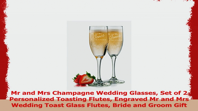 Mr and Mrs Champagne Wedding Glasses Set of 2 Personalized Toasting Flutes Engraved Mr and b8fa5bbc