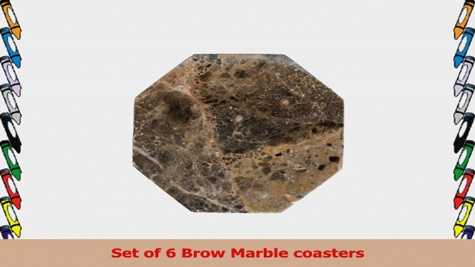 Brown Marble Coaster a set of 6 Octagonal stone Coasters for your bar and home drinks e492e385