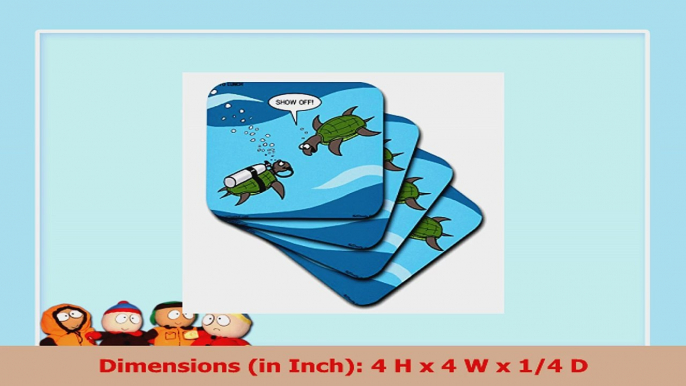 3dRose cst52893 Sea Turtle SCUBA Showing Off Underwater Ceramic Tile Coasters Set of 4 726875a9