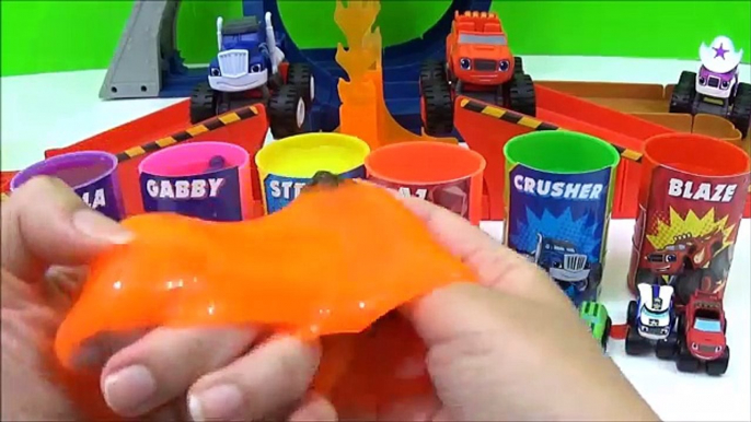 Blaze & The Monster Machines Slime Toys Surprises! Learn Colors, Blaze, AJ, Crusher Race Video, Kids