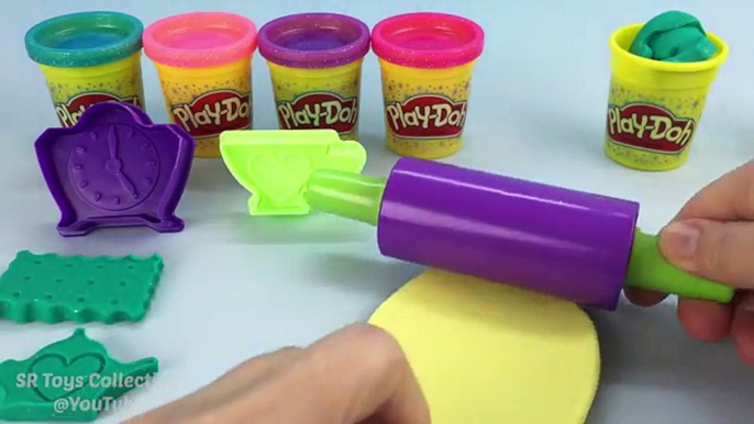 Play Doh Sparkle Compound Collection with Biscuit Teapot and Cup Molds Fun Creative for Kids