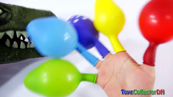 Learn Colors with Balloons Dino DINOSAUR CHOMPING POPPING Finger Family Nursey Rhymes for Kids-XuS-WIIxr98