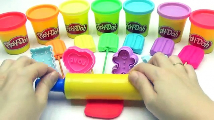 Play Doh Ice Cream Popsicles with Message Biscuits Molds Fun for Kids Learn Colors Rainbow