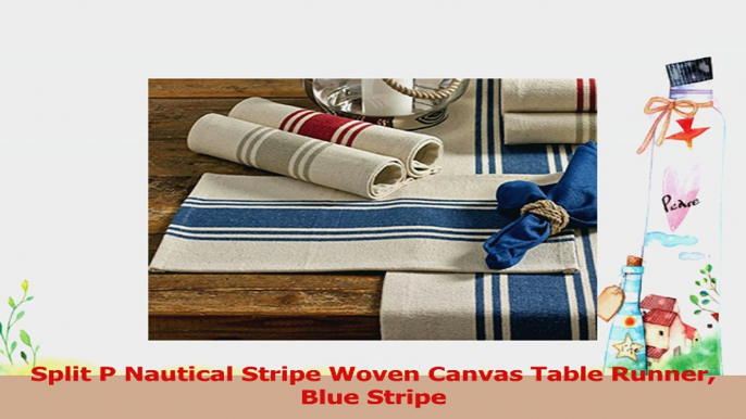 Split P Nautical Stripe Woven Canvas Table Runner Blue Stripe ab1774a1