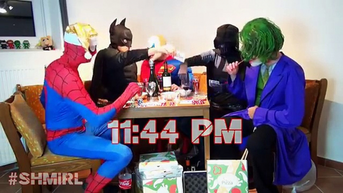 Spiderman, Joker, Batman, Darth Vader & Superman Happy New Year Superhero Animation