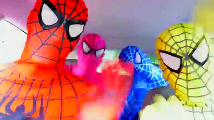 Superheroes Dancing in Car | Spiderman Blue Spidergirl Pink Spiderman Yellow Spiderman in Real Life