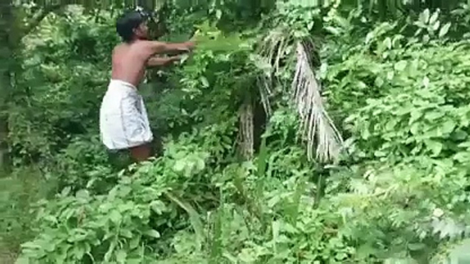 Amazing brave boy fighting with the snake