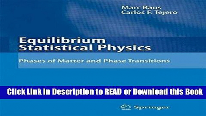 Books Equilibrium Statistical Physics: Phases of Matter and Phase Transitions Free Books