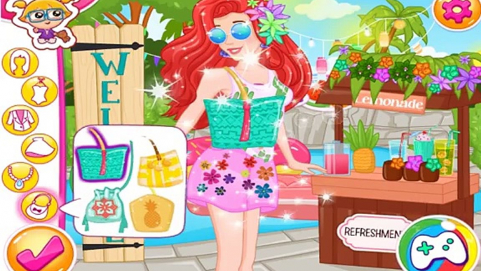 Princesses Summer Pool Party - Elsa, Ariel and Pocahontas - Decorate and Dress Up Game For Girls