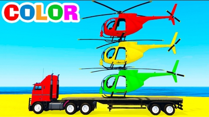 COLOR HELICOPTER on Truck   Spiderman Cars Cartoon for Kids   Colors for Children w Nursery Rhymes