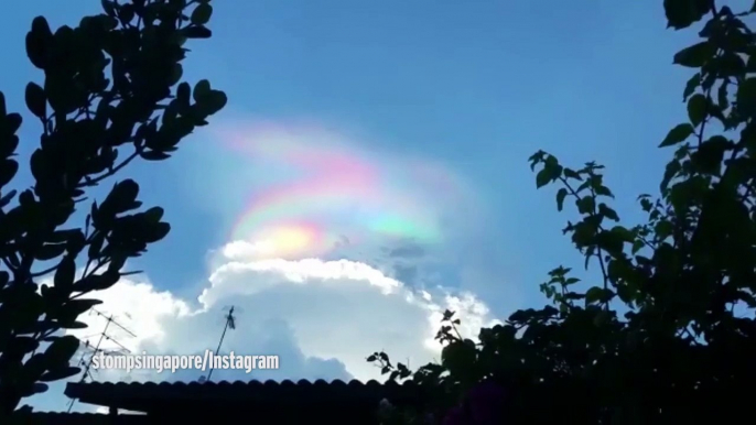 Beautiful fire rainbow in the sky above Singapore is mistaken for UFO after it appears out of nowhere