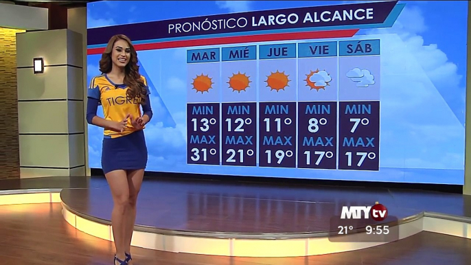 Sexy weather presenter Yanet Garcia shows up in a football shirt