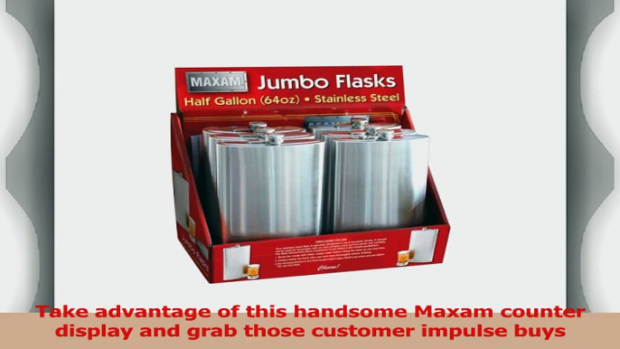 Maxam KTFLK64D 6 Piece Stainless Steel Flasks in Countertop Display 64 oz 94e341a5