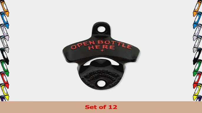 Black Open Bottle Here STARR X Wall Mounted Bottle Opener Set of 12 20155818