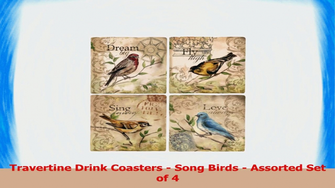 Travertine Drink Coasters  Song Birds  Assorted Set of 4 20111c88