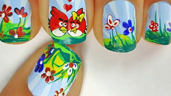 Angry Birds - Valentines Day Heart Nail Art Tutorial - Valentines Day Nails for Valentines Day Nail Art Valentines Day nail designs 2
