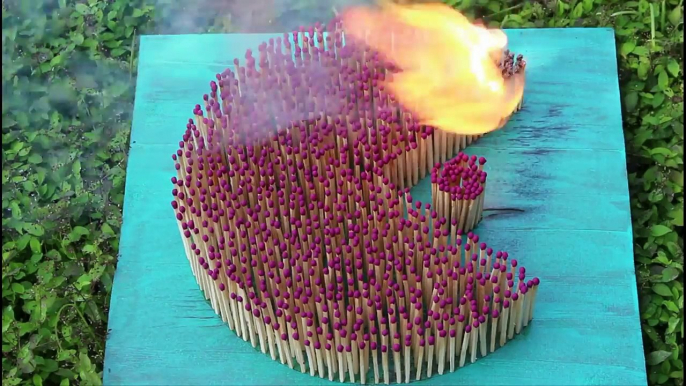 Matchstick chain reaction - Pacman - Amazing Fire Domino - The Fire Art