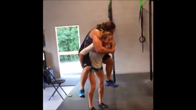 Cute Girl training at gym with Human weight !!!