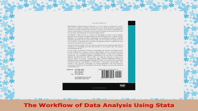 READ ONLINE  The Workflow of Data Analysis Using Stata