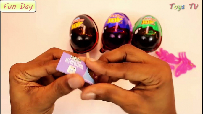 Kinder Joy Red Green Blue Black Lollipop Edition Surprise Eggs Opening - Toys TV Fun Day