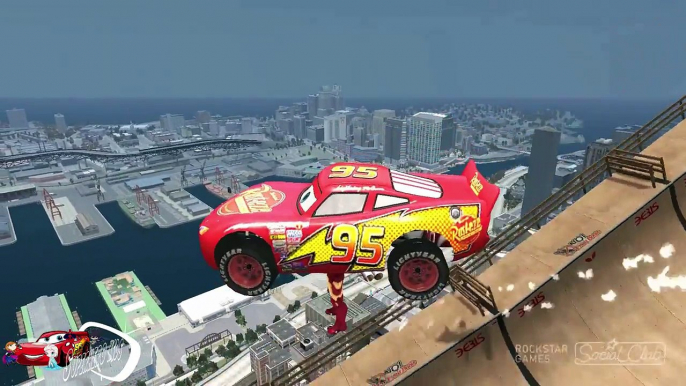 BIG RAMPS with Lightning McQueen Cars and Mickey Mouse !!!