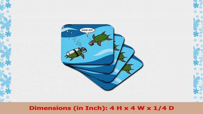 3dRose cst52893 Sea Turtle SCUBA Showing Off Underwater Ceramic Tile Coasters Set of 4 b14e807e