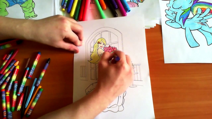 Barbie New Coloring Pages for Kids Colors Coloring colored markers felt pens pencils