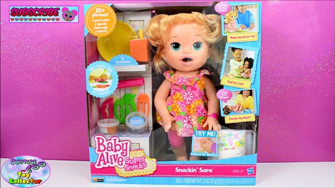 Baby Alive Super Snacks Snackin Sara Doll Review I POOP Surprise Egg and Toy Collector SETC