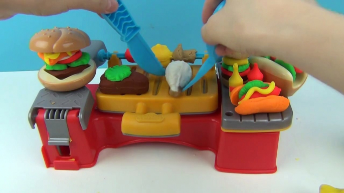Play Doh BBQ Hamburger Hot Dog Steak New Playdough Grill Makes Playset Toys 1