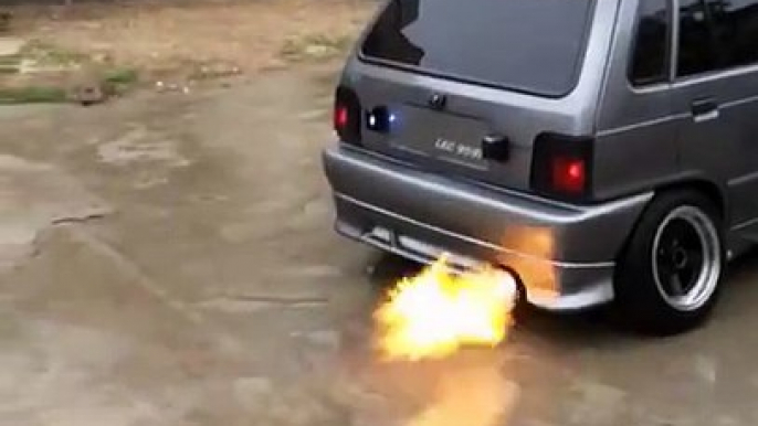 Suzuki Mehran  Back Fire Stunt